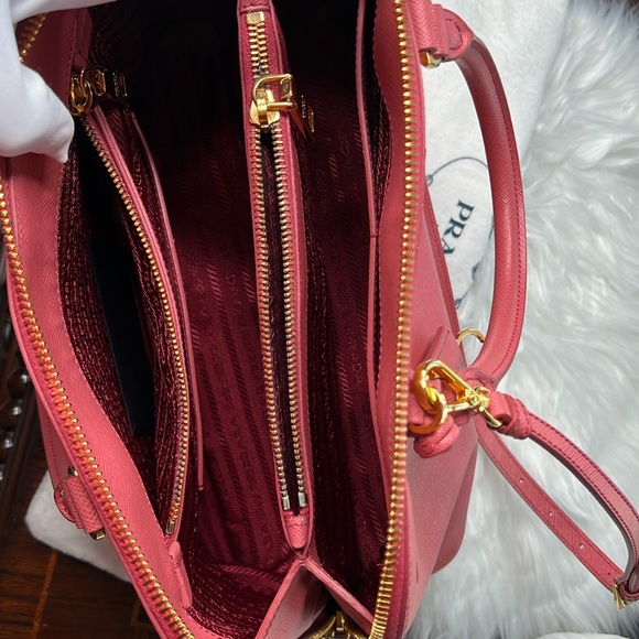 PRADA 2Way Hand Bag  Saffiano Lux Leather Tamaris/ Pink Color Authenticity Card - Picture 12 of 17